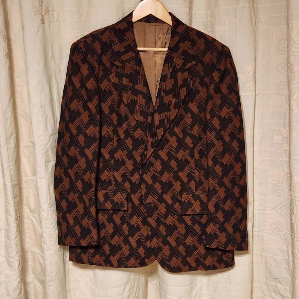 🕺 Vintage 70s Rayburn's El Paso Geometric Disco Blazer 44R 🕺 - Picture 2 of 7